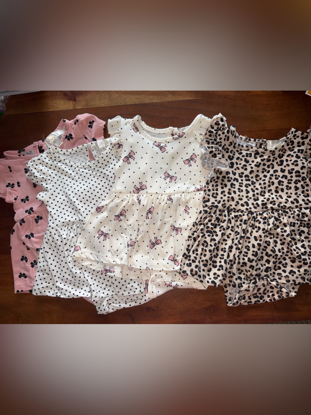 Nanette Baby Girls' Pink, White & Cream Mixed-Print Dress Romper Set
